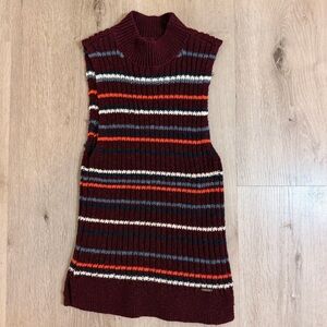 Abercrombie & Fitch Mock Neck Striped Sweater Vest - Burgundy/Multi - Size S